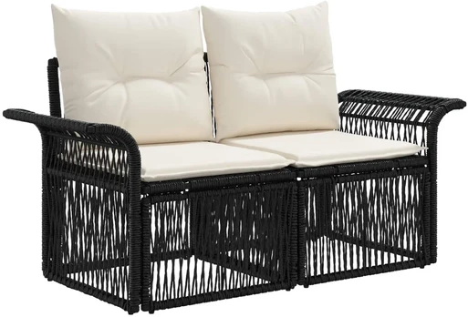 Sodo sofa 2-Vietų skaičius Juoda poliratanas