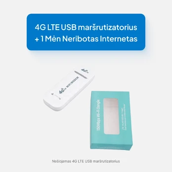 Nešiojamas 4G LTE USB maršrutizatorius + 1 Mėn neribotas internetas
