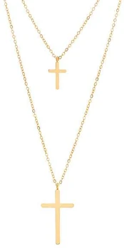 Troli Timeless double auksinis plated necklace Cross