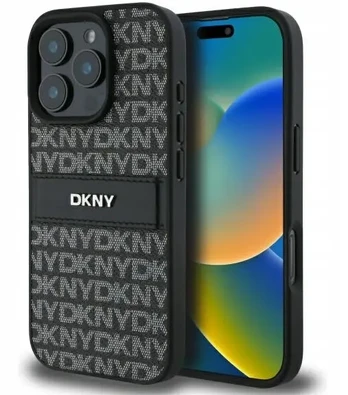 DKNY DKHCP16LPRTHSLK iPhone 16 Pro 6.3" juoda/juodas hardcase Texture Pattern Tonal Stripe
