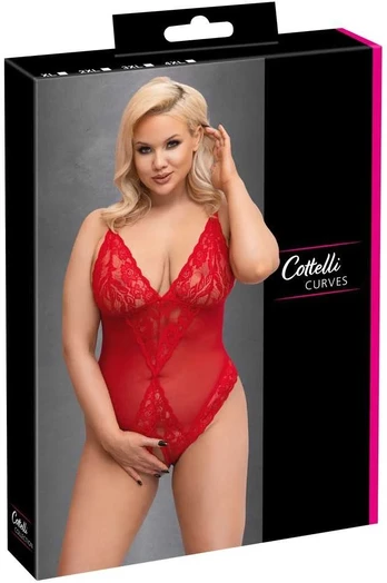 Cottelli curves Crotchless Body red xl glaustinukė