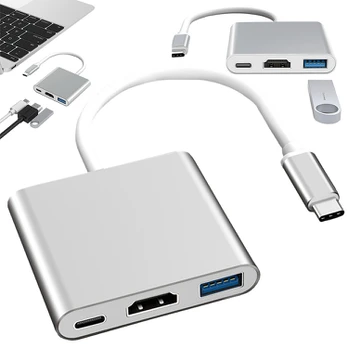 Adapteris, skirstytuvas USB Type-C (USB 3.0, HDMI, Type-C)