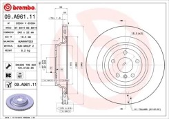 Stabdžių diskas BREMBO 09.A961.11 kaina
