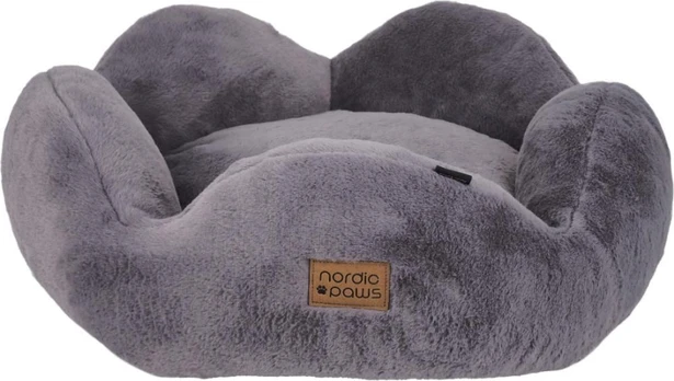 Nordic Paws - Flora Plush Dog Bed - Grey - Medium
