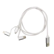 Kabelis MOB:A USB-A - 3in1, microUSB, lightning, USB-C, 1m, baltas / 1450006 kaina