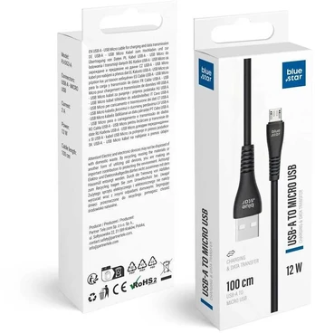 USB A į Micro USB kabelis Blue Star 2A 12W 1 m PJ-DG3-A juodas