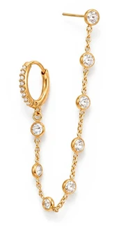 Troli Single chain earring with zircons Gold
