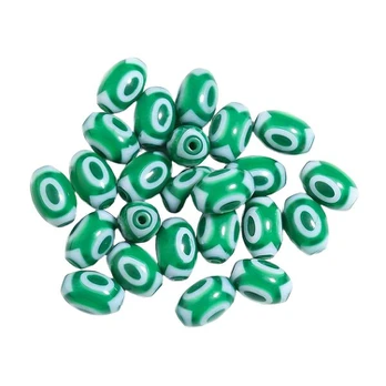 Dervos karoliukai, Green+white (10pcs)