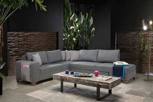 Kampinė sofa-lova Loft, pilka