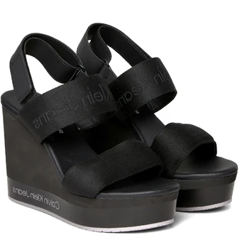Basutės moterims, Juoda, Wedge sandal webbing
