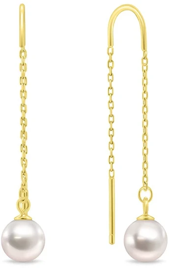 Brilio Silver Gold-plated thread earrings with real pearl EA1289Y