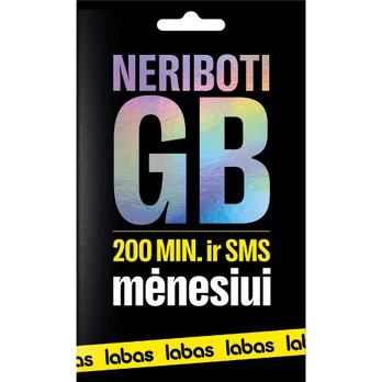 LABAS pakuotė NERIBOTI GB + 200 MIN. + 200 SMS