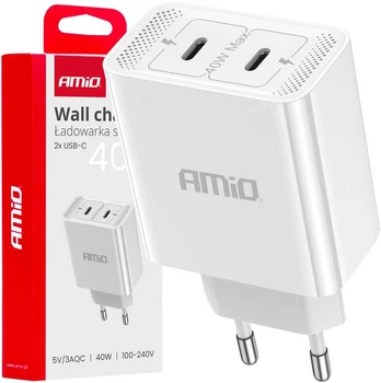 Adapteris Amio 40W 2x USB-C