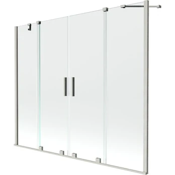Vonios sienelė Mexen Velar Duo, 170 x 150 cm, Brushed nickel/Transparent