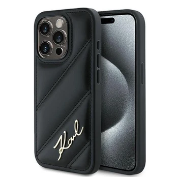 Karl Lagerfeld KLHCP14LPQDSMGK iPhone 14 Pro 6.1" juoda/juodas hardcase Diagonal Quilted Script