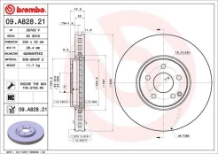 Stabdžių diskas BREMBO 09.A828.21 kaina