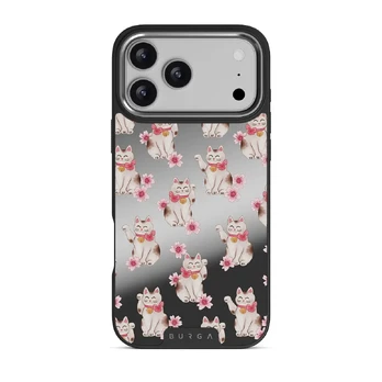 Maneki Neko - iPhone 17 Pro Max Case, Elite Mirror Dark (MagSafe) / Silver