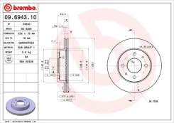 Stabdžių diskas BREMBO 09.6943.10 kaina