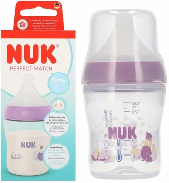 NUK Perfect Match Temperature Control Baby Bottle 150 ml Hippo