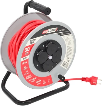 AW-Tools AWTOOLS BŪGNINIS ILGINTUVAS METAL PROFI PRO 25m 3×2,5mm RAUDONAS 16A / 3680W / IP44