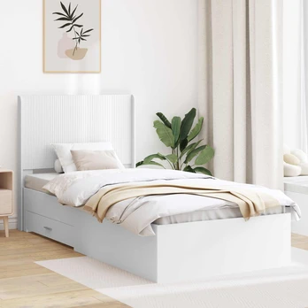 Lovos rėmas su saugojimu ir nugara Balta 90 x 190 cm
