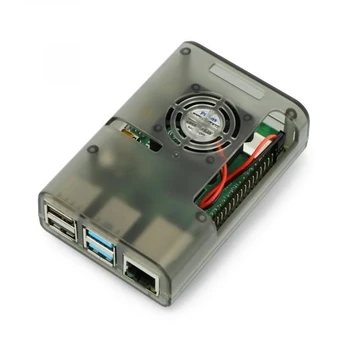 Oem Raspberry Pi 4B korpusas su ventiliatoriumi - pilka