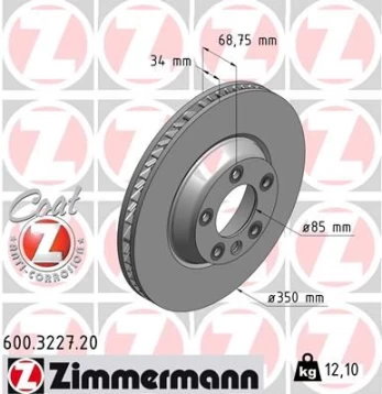 Stabdžių diskas ZIMMERMANN 600.3227.20
