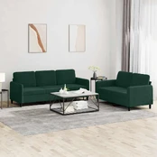 Sofa Sofos komplektas, 2 dalių, tamsiai žalios spalvos, aksomas kaina