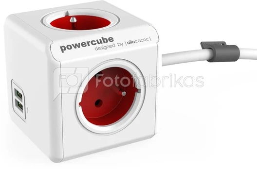 Allocacoc PowerCube Extended USB Red 1,5m cable (FR)