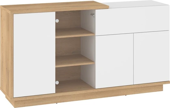 HYBRID HYB-08 Bufetas 3D1SW – Ąžuolas Cremona / Blizgi balta