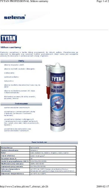 Tytan SILIKON SANITARNY TYTAN 280ML PILKA