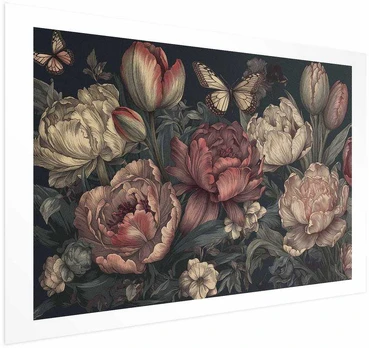 Artgeist Plakatas - Flowers on a Turquoise Background