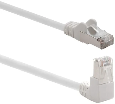 Cat6 tinklo kabelis 0,25m, 90 laipsnių kampu, baltas