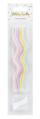 Party Deco Twisted birthday candles, pastel - 14 cm - 8 pcs. Universal