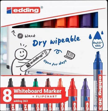 Edding E-363 EDDING lentos žymeklis, 1-5mm, 8 vnt., įvairių spalvų