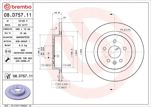 BREMBO 08.D757.11 Brake Disc