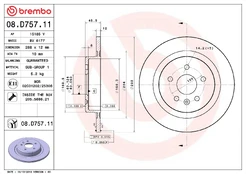 BREMBO 08.D757.11 Brake Disc kaina