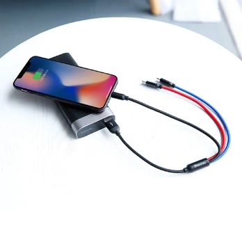 Kabelis Baseus 3w1 iPhone micro USB USB-C 3.5A Three Primary 30cm CAMLT-ASY01