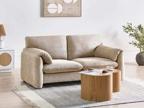 Beliani Dvivietė sofa GETA smėlio ir pilkos spalvos