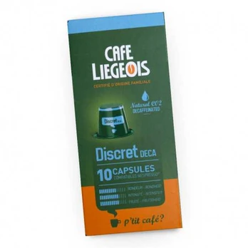 Decaf coffee capsules compatible with Nespresso® Charles Liégeois Discret Deca, 10 pcs.