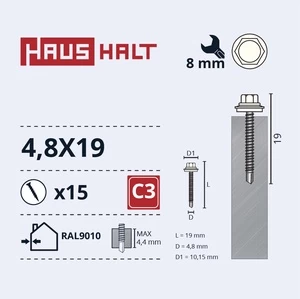 Savisriegis Haushalt, 4.8 mm x 19 mm, 15 vnt.