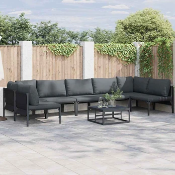 Sodo Sofų Rinkinys 8 pcs Antracito Plienas