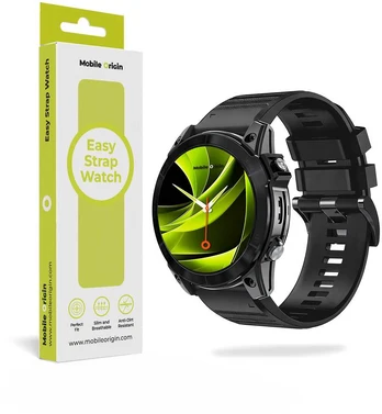 Mobile Origin Silikoninis dirželis Easy Strap, skirtas Garmin ES2, 20mm, juodas