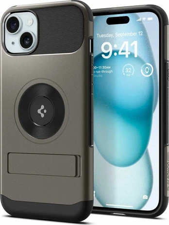 Dėklas Spigen Slim Armor MagSafe, gunmetal - iPhone 15