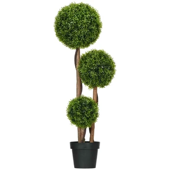 Dirbtinis buksmedis su bambuko lapais, 110 cm, žalias