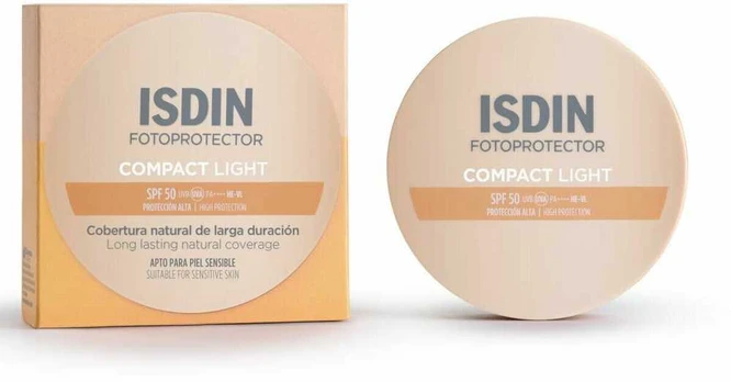 Isdin COMPACT BRONZE SUNSCREEN WITH LONG-LASTING NATURAL COVERAGE SPF 50 #LIGHT 10g