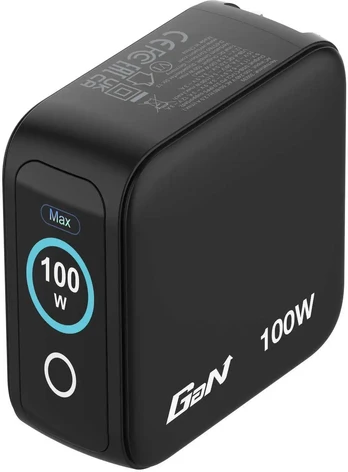 „Mini GaN“ įkroviklis, 100 W, 3 prievadai, juodos spalvos
