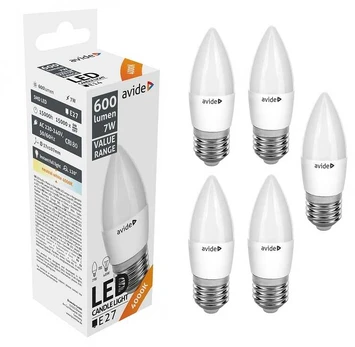 Avide LED lemputė 7W E27 4000K 5vnt