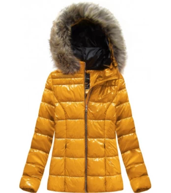 GLOSSY QUILTED YELLOW JACKET (7695) striukė