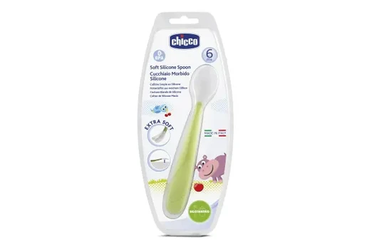 Šaukštelis Chicco, 6+ mėn., silikonas, žalia